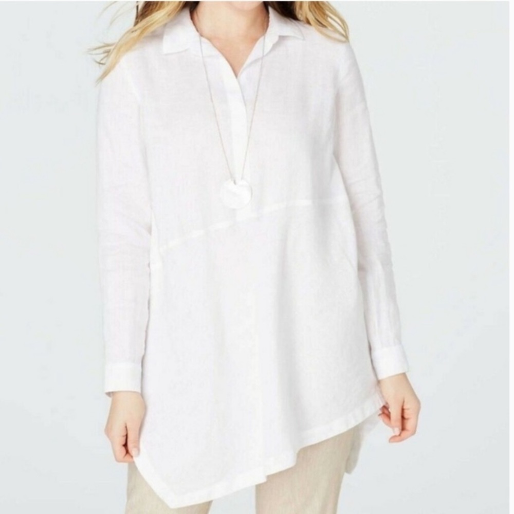 J. Jill Love Linen 100% Linen Popover Blouse